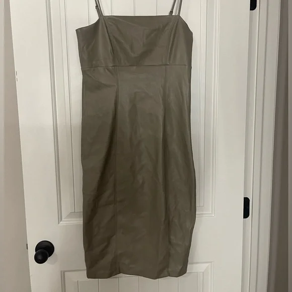 Express Body Contour Faux Leather Cami Midi Dress - Picture 7 of 11